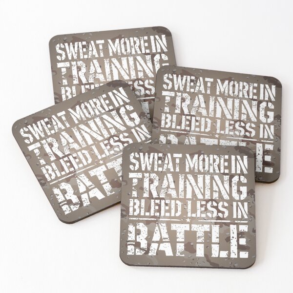 Item preview, Sweat More in Training Bleed Less in Battle (Desert Camo) designed and sold by Young Design Lab.