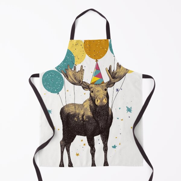 Item preview, Festive Moose with Balloons designed and sold by TringTringCards.