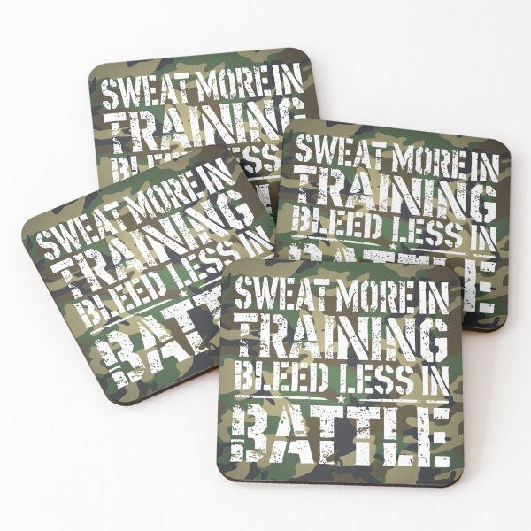 Item preview, Sweat More in Training Bleed Less in Battle (Woodland Camo) designed and sold by Young Design Lab.