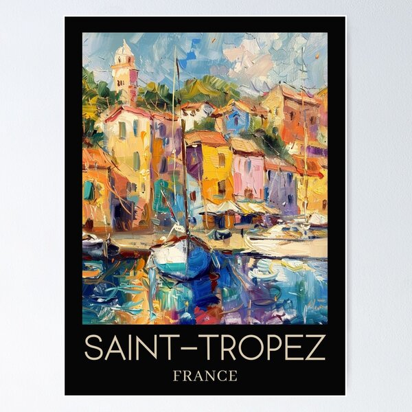 Item preview, A Pop Art Travel Print of Saint-Tropez - France  designed and sold by StudioRedKoala.
