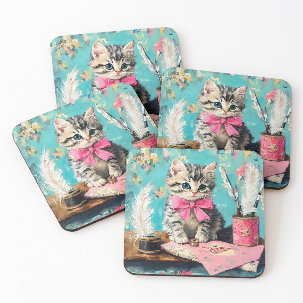 Item preview, Kitten art, Special Correspondent, whimsical kitten art designed and sold by SophieClimaArt.