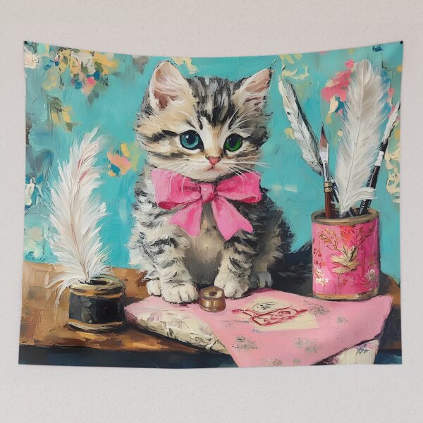 Item preview, Kitten art, Special Correspondent, whimsical kitten art designed and sold by SophieClimaArt.