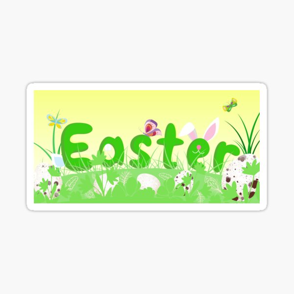 Item preview, Vector Easter illustration with bright green Easter lettering designed and sold by amatiana.