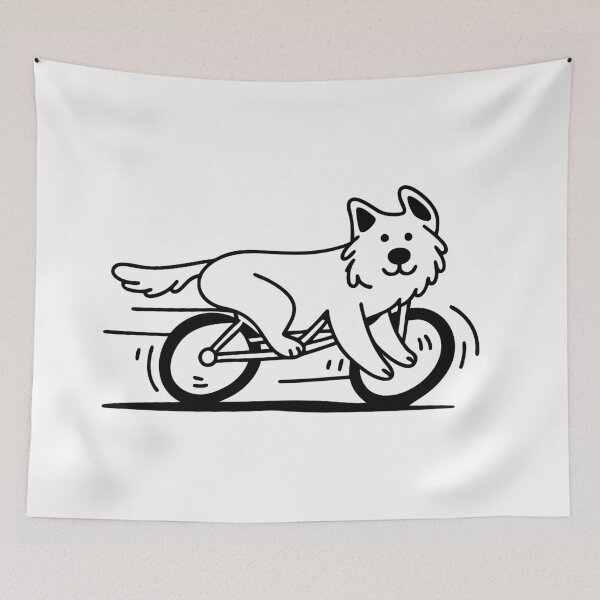 Aperçu de l'œuvre Cute Dog on Bicycle – Whimsical Pet Lover Art créée et vendue par Timegraf.