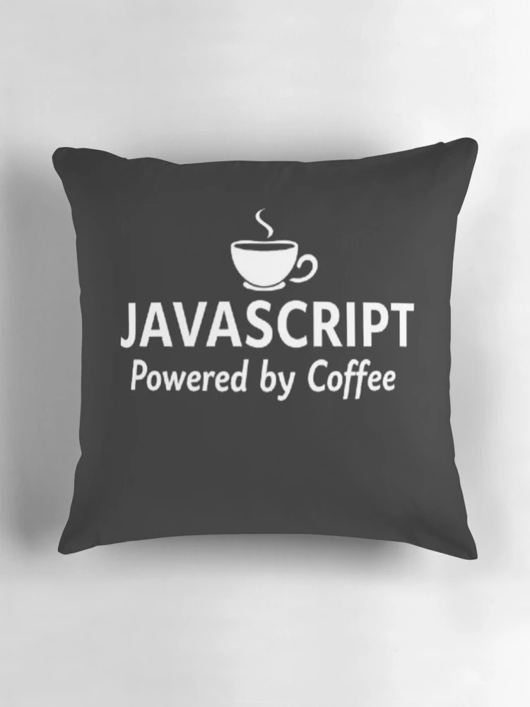 Thumbnail 3 of 4, Pillow, JavaScript & Coffee – Code Fuel Tee designed and sold by ColorsSoul ⭐️⭐️⭐️⭐️⭐️.