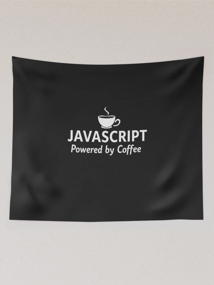 Thumbnail 2 of 3, Tapestry, JavaScript & Coffee – Code Fuel Tee designed and sold by ColorsSoul ⭐️⭐️⭐️⭐️⭐️.