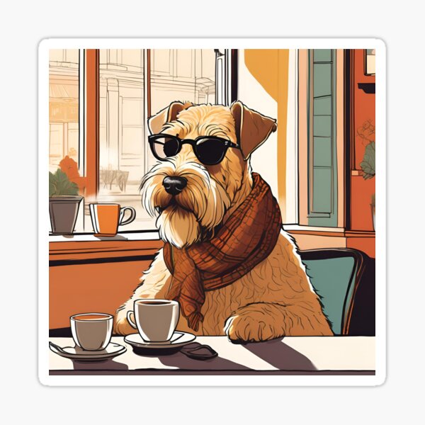Vista previa del artículo con la obra «Un Wheaten y su café», diseñado y vendido por CoopersMarket.