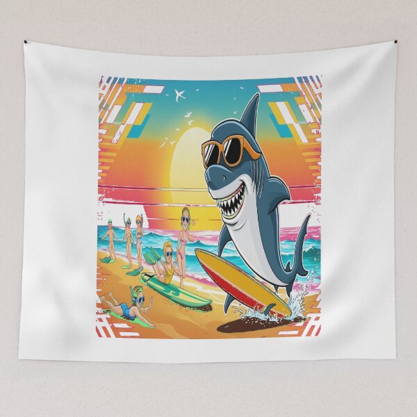Item preview, Retro Shark Beach Party – 80s Ocean Vibes designed and sold by Phoenix Créations.