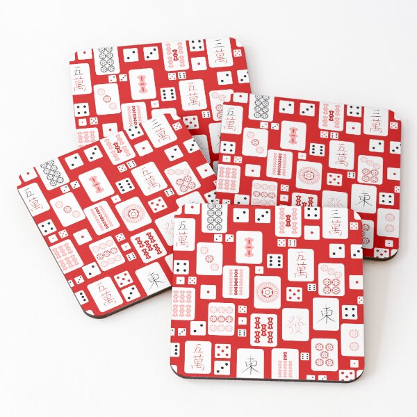 Item preview, red pink mahjong chinese tiles game asian designed and sold by Gossip Rag.