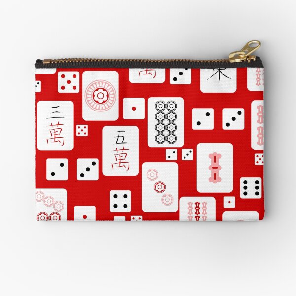 Aperçu de l'œuvre jeu de tuiles chinoises de mahjong rouge et rose asiatique créée et vendue par Gossip Rag.