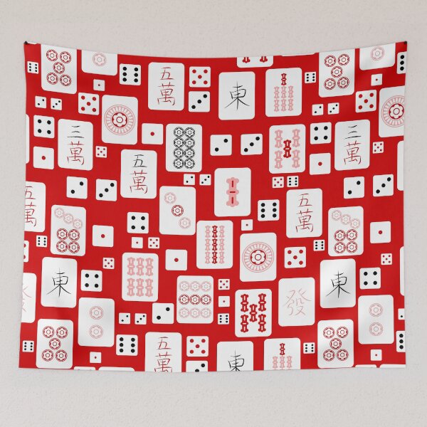 Item preview, red pink mahjong chinese tiles game asian designed and sold by Gossip Rag.