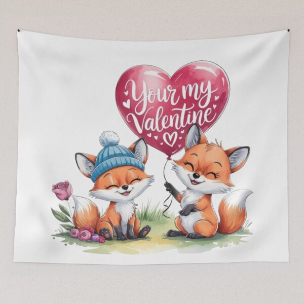 Item preview, I Choose You – Cute Foxes with Big Heart Balloon | Valentine 2025 Romantic Scene designed and sold by InspiredCreatives.