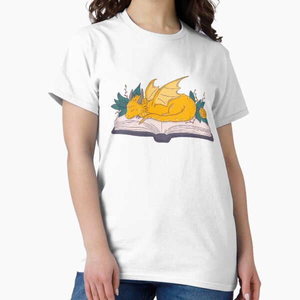 Item preview, Cute Golden Dragon Sleeping on a Book - Cozy Fantasy designed and sold by Jess.a.creates.
