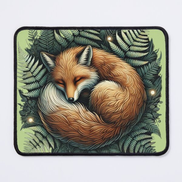 Item preview, Sleeping fox Ferns and Fireflies designed and sold by Meandmyshop.