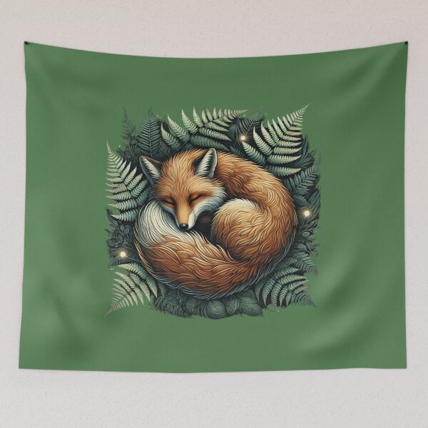 Item preview, Sleeping fox  Ferns and Fireflies designed and sold by Meandmyshop.
