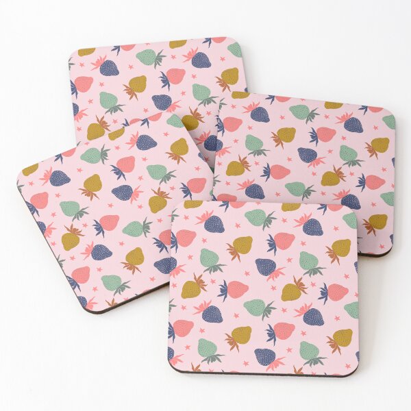 Item preview, Yummy strawberries pattern, summer vibes, pink designed and sold by MistyLakeArt.