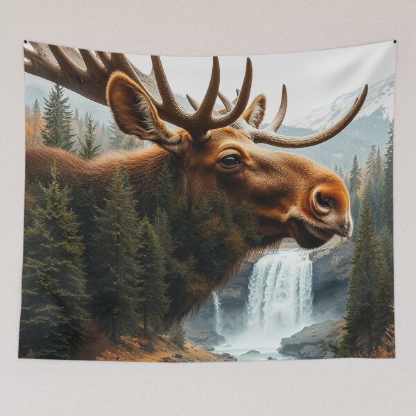 Item preview, Moose, Forest and Waterfall designed and sold by Skye Ryan-Evans.