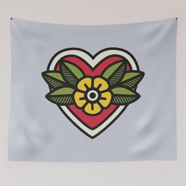 Item preview, Americana Tattoo Flower Heart designed and sold by Skull Fern.