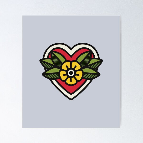 Item preview, Americana Tattoo Flower Heart designed and sold by Skull Fern.
