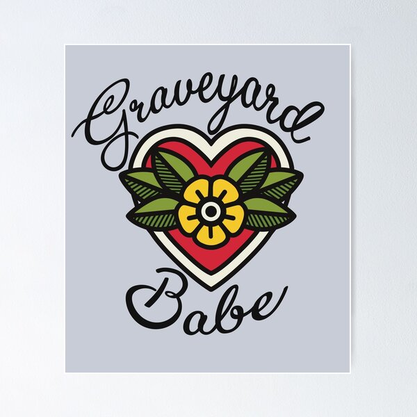 Item preview, Graveyard Babe Americana Rockabilly Tattoo Heart designed and sold by Skull Fern.