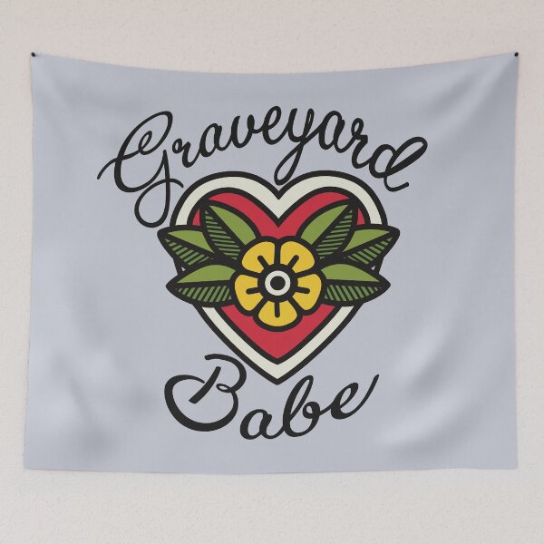 Item preview, Graveyard Babe Americana Rockabilly Tattoo Heart designed and sold by Skull Fern.