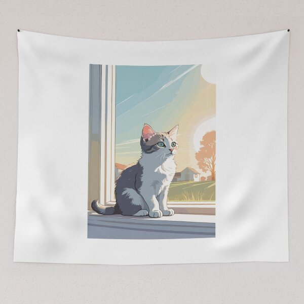 Item preview, A cute little cat is waiting for its owner to return. designed and sold by Whose-sweat.