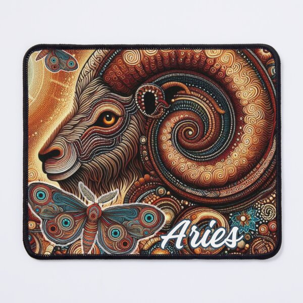 Item preview, Aries Ram with Moth Aboriginal Dot Art Astrology designed and sold by Kjahli.