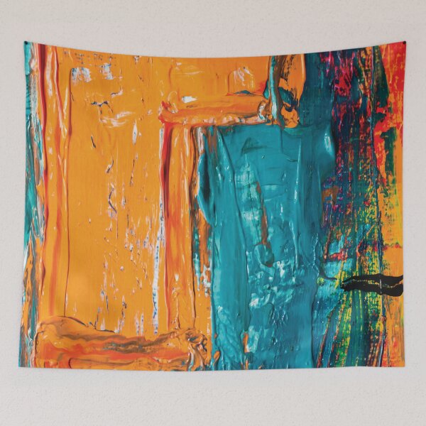 Item preview, Acrylic abstract painting orange and blue designed and sold by Studio Bako.