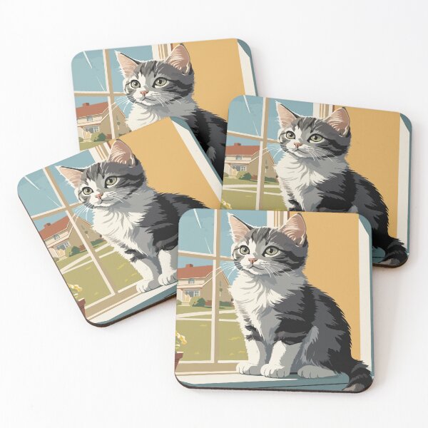 Item preview, A cute little cat is waiting for its owner to return. designed and sold by Whose-sweat.