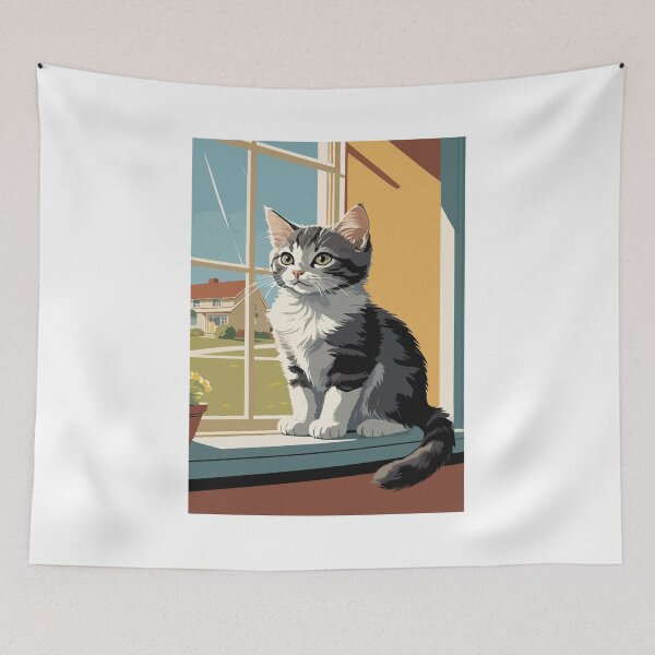 Item preview, A cute little cat is waiting for its owner to return. designed and sold by Whose-sweat.