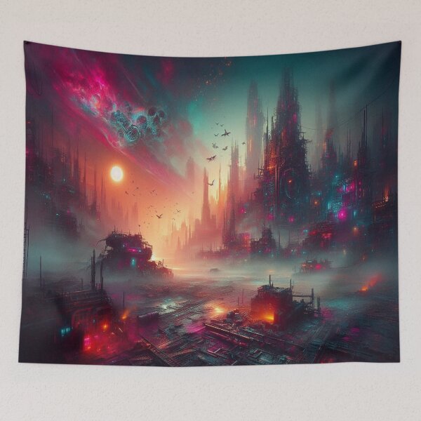 Item preview, AI generated city, dystopian fantasy designed and sold by AI-this-is-AI.