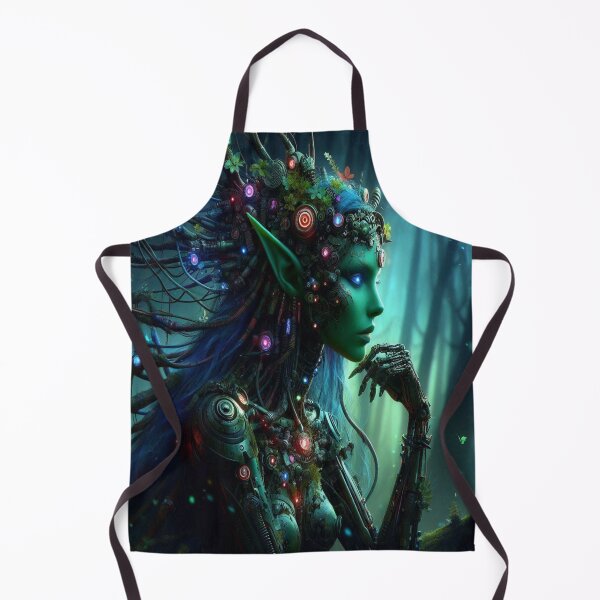 Item preview, AI generated forest elf cyborg, dystopian fantasy designed and sold by AI-this-is-AI.