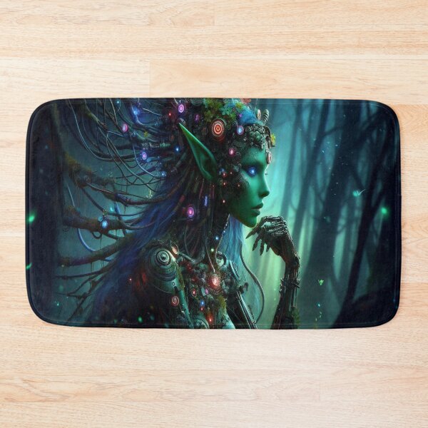 Item preview, AI generated forest elf cyborg, dystopian fantasy designed and sold by AI-this-is-AI.