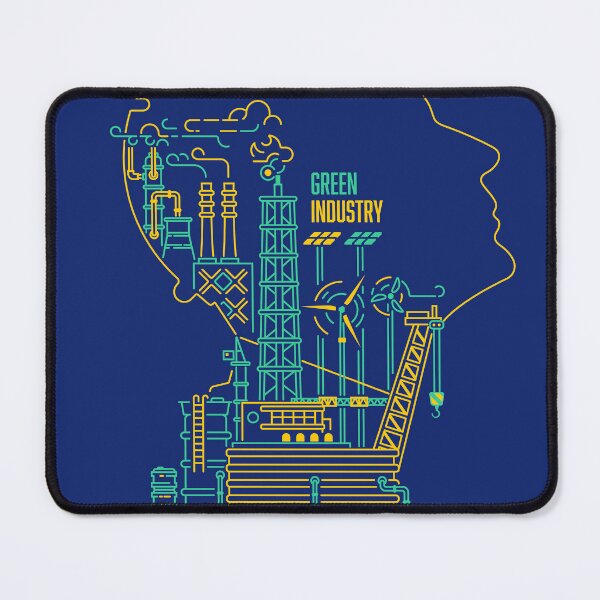 Item preview, green industry oil rig engineering outline graphic of engineer oil refinery station sustainable energy resources designed and sold by NiamLab.