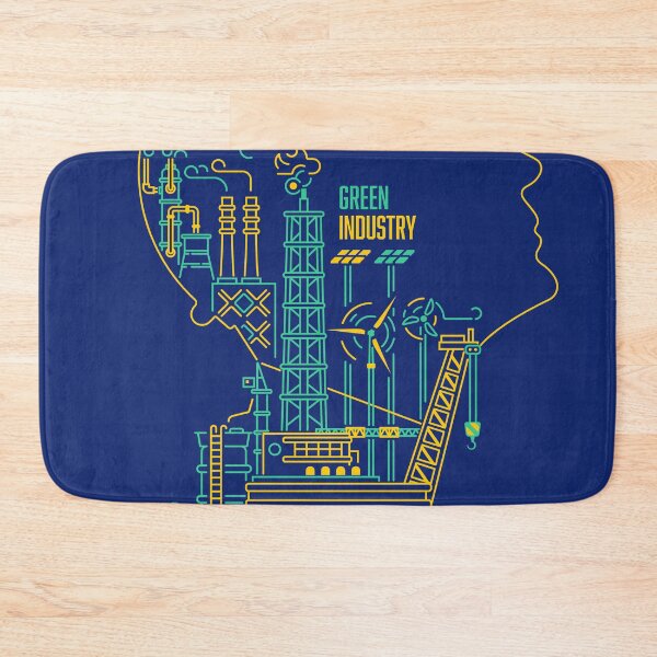 Item preview, green industry oil rig engineering outline graphic of engineer oil refinery station sustainable energy resources designed and sold by NiamLab.