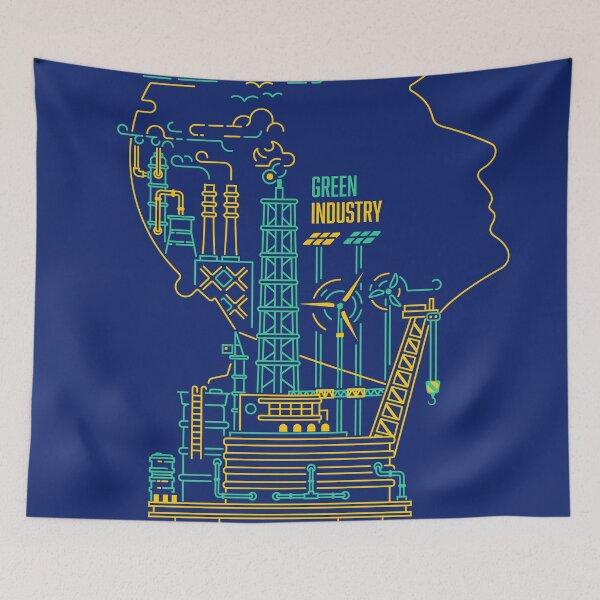 Item preview, green industry oil rig engineering outline graphic of engineer oil refinery station sustainable energy resources designed and sold by NiamLab.