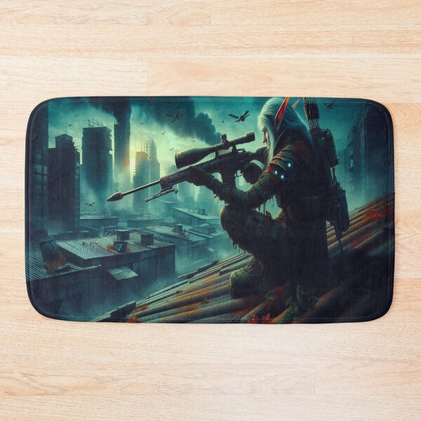 Item preview, AI generated elf sniper, dystopian fantasy designed and sold by AI-this-is-AI.