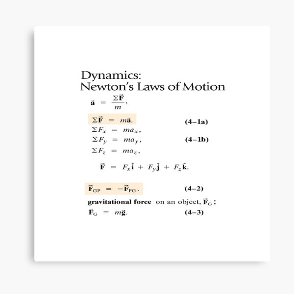 Dynamics: Newton&#39;s Laws of Motion, #Dynamics, #Newton, #Laws, #Motion, #NewtonLaws, #NewtonsLaws, #Physics Canvas Print