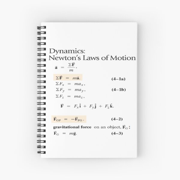 Physics, Dynamics: Newton&#39;s Laws of Motion, #Dynamics, #Newton, #Laws, #Motion, #NewtonLaws, #NewtonsLaws, #Physics Spiral Notebook