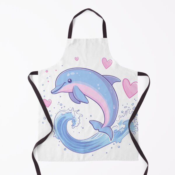 Artikelvorschau, Kawaii-Kunst zum Valentinstag: Niedliches Delphin-Kätzchen springt und fliegt mit roten Herzen entworfen und verkauft von TheRedPixels.