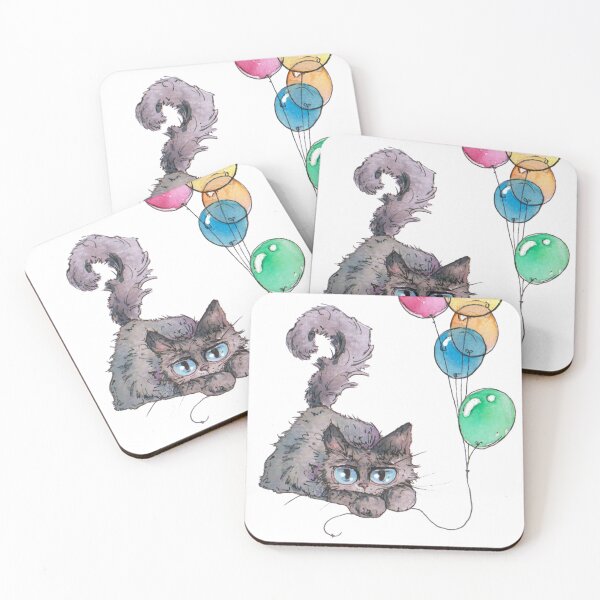 Item preview, Cat with Balloons designed and sold by inKseparable.
