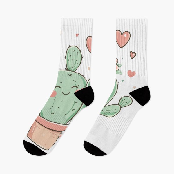 Aperçu de l'œuvre Art kawaii de la Saint-Valentin de jolis couples de plantes de cactus, concept de relation amour-haine, coeurs rouges créée et vendue par TheRedPixels.