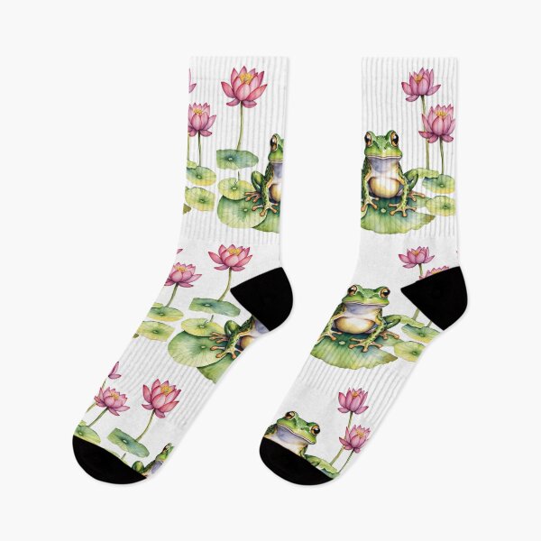 Item preview, frog with lotus flowers designed and sold by Wild Cat Project.