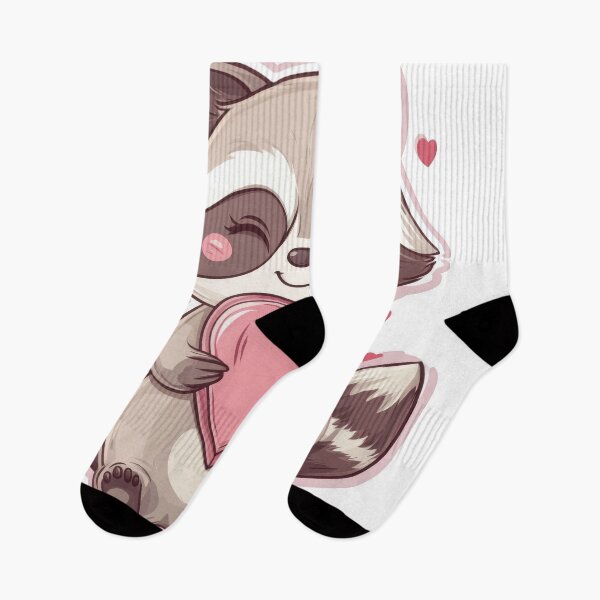 Item preview, Valentine kawaii art of Cute Racoon baby holding a heart, love hate relationship concept, red Hearts designed and sold by TheRedPixels.