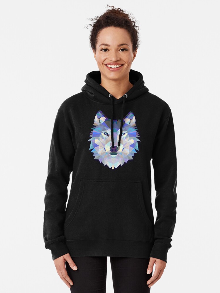 Thumbnail 1 of 5, Pullover Hoodie, Cool Colorful Wolf designed and sold by Twosided.