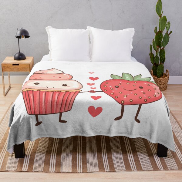 Item preview, Valentine kawaii art of Cute Strawberry cupcake and strawberry couple, love hate relationship concept, red Hearts designed and sold by TheRedPixels.