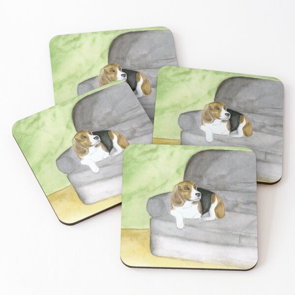 Item preview, Beagle on a sofa watercolor designed and sold by moonlightartworks.