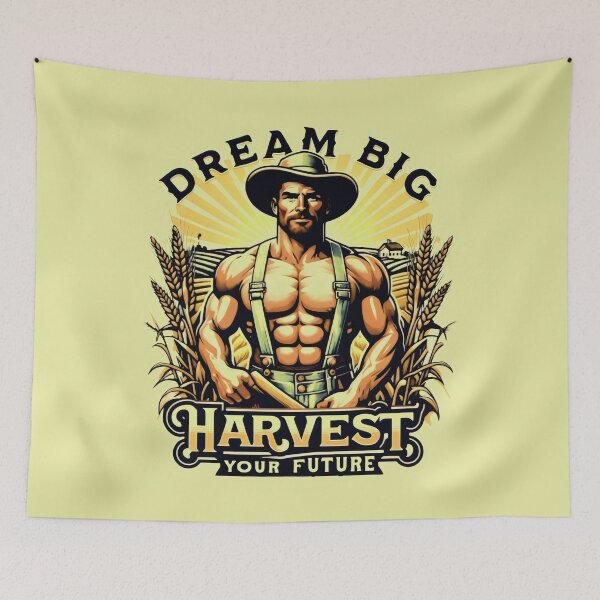 Item preview, Dream Big Harvest Your Future Strong Farmer Amidst Golden Wheat designed and sold by SplashTastic.