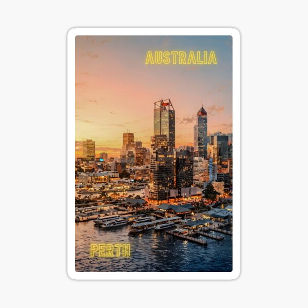 Item preview, Perth Australia Skyline – Golden Sunset Cityscape designed and sold by twentytwo ART souvenir designs.