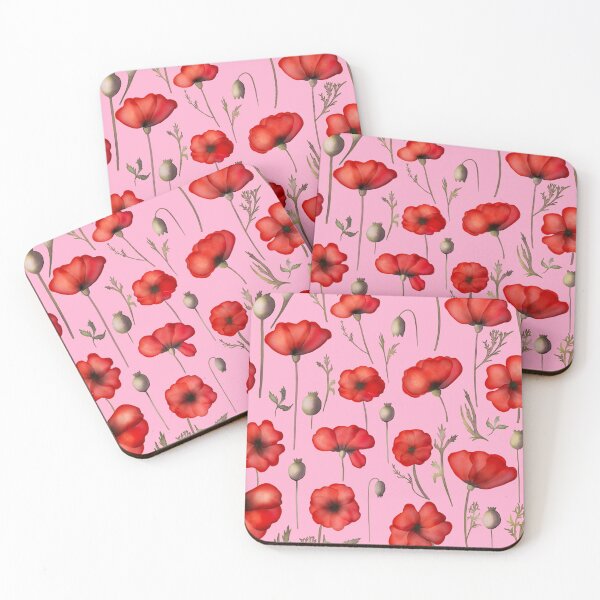 Item preview, poppies on a pink background designed and sold by Sonja Birkelbach.